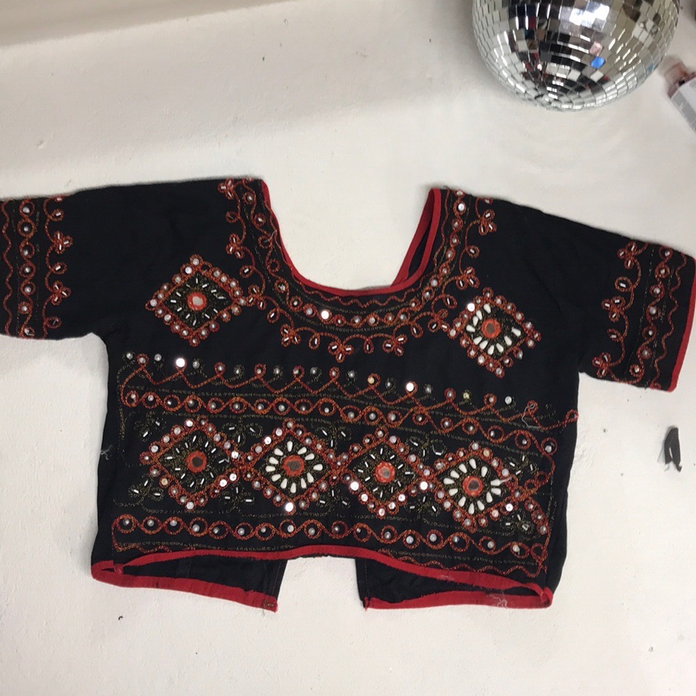 Beaded black crop top